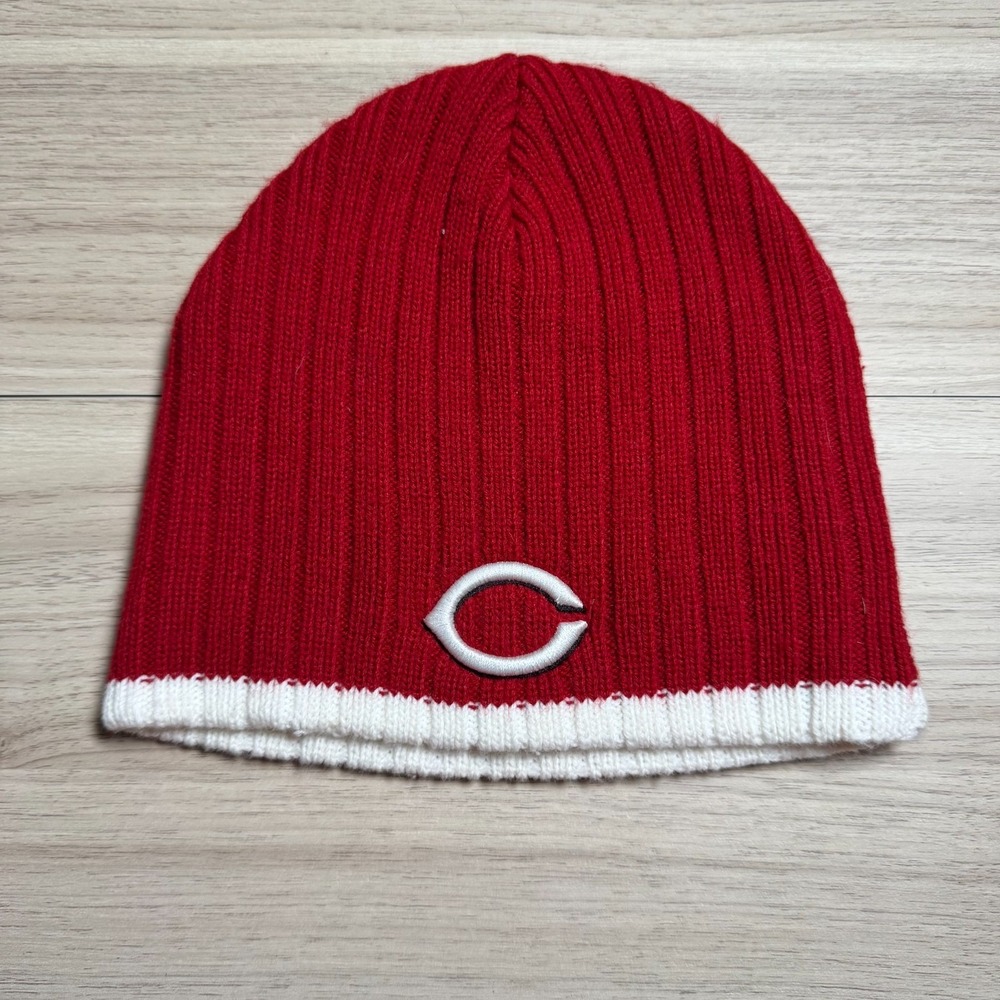 Twins Enterprise MLB Cincinnati Reds Beanie Mens OSFA Red Excellent Ribbed Knit
